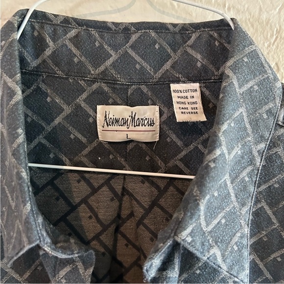 Neiman Marcus gray long sleeve front button men's shirt size L - Picture 2 of 6